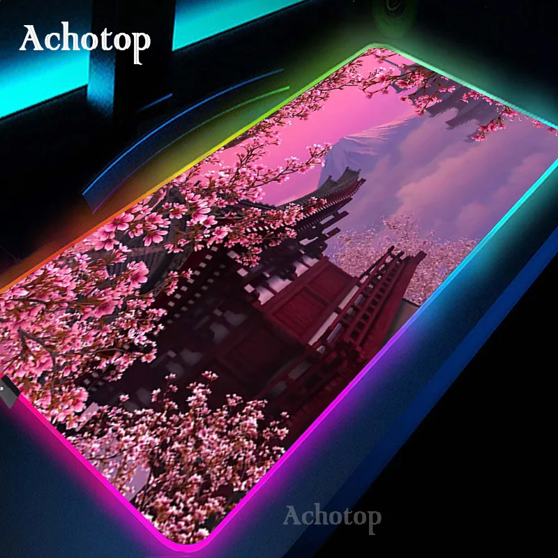 

Cherry Blossom Flower Gaming Mouse Pad RGB Mouse Pad Gamer Computer Mousepad RGB Backlit Mause Pad Large Mousepad XXL Desk Mat