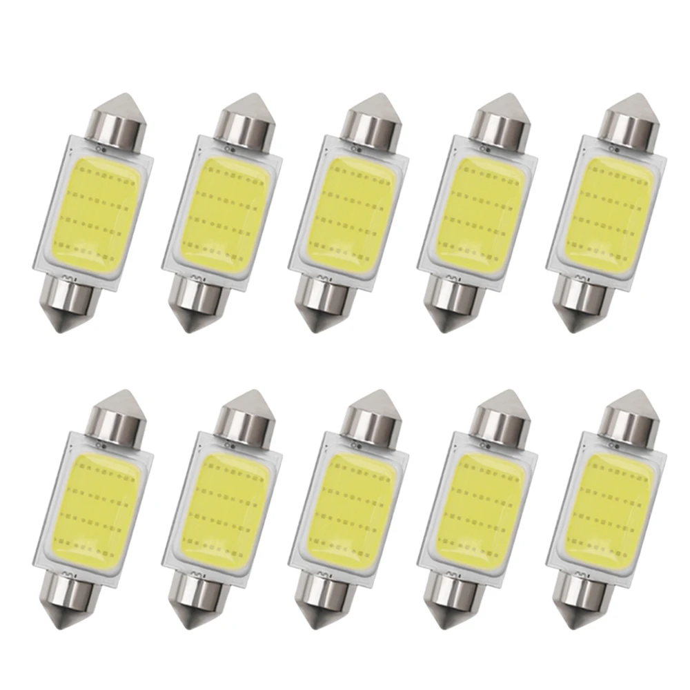 

10pcs Cob Festoon C5W C10W 31 36 39 41MM Car LED Bulb 6500K White 12V Interior Dome Lights License Plate Auto Inside Lighting