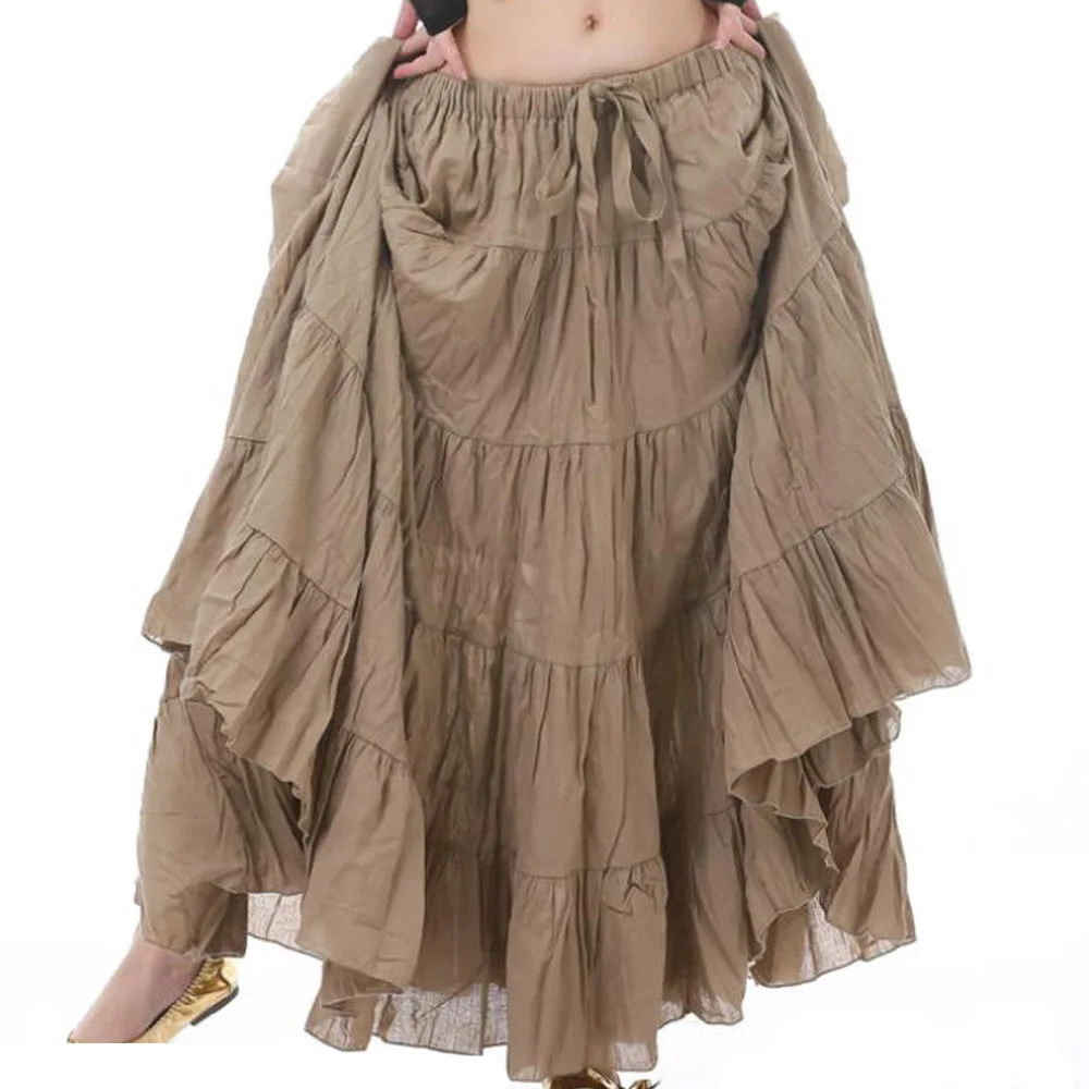 Gothic Steampunk Skirt Women 2021 Elastic Waist Cotton Linen Maxi Skirts Victorian Party Belly Dance Black Blue Green | Женская одежда