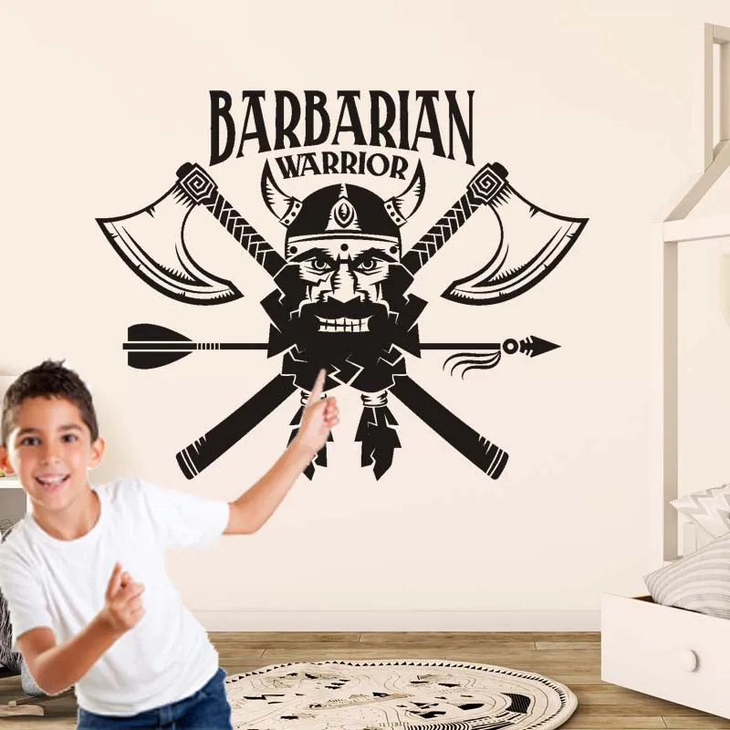 Варварский воин топор лук наклейка на стену виниловая настенная живопись
