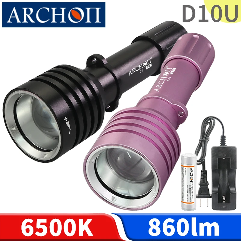 D10U zoom фонарик для дайвинга розовое золото подводфонарь 60 м освещение видео