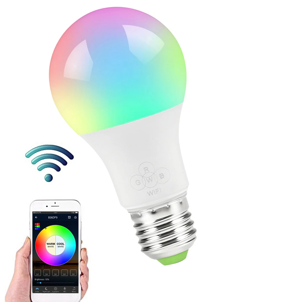 Умсветильник музыкальная лампа RGB E27 с Wi Fi регулируемой яркостью LED беспроводная