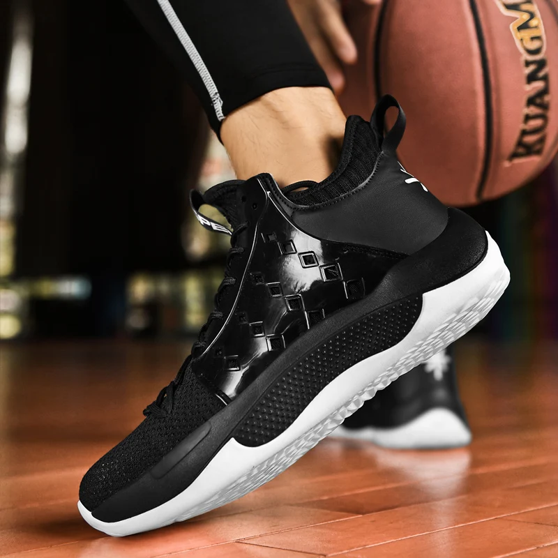 New Purple Mesh Basketball Shoes for Men Camping Sneakers Basketball Male Teenager Breathable High Top Sneakers Cool Big Size 46