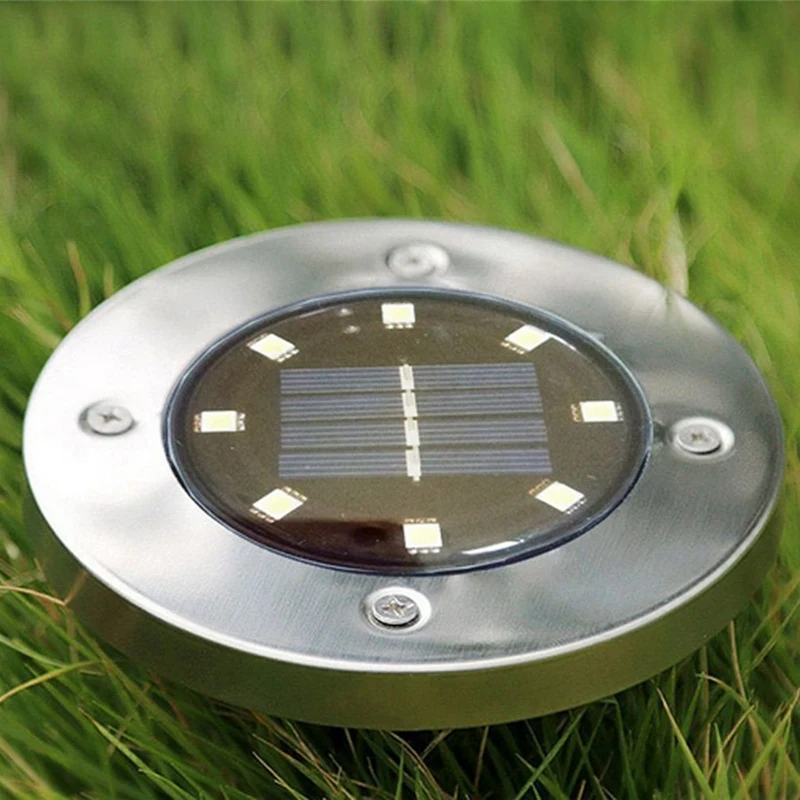

10Pcs Solar Powered Ground Light 8 Led Outdoor Garden Landscape Pathway Solar Buried Floor Light Underground Lamps - White Light