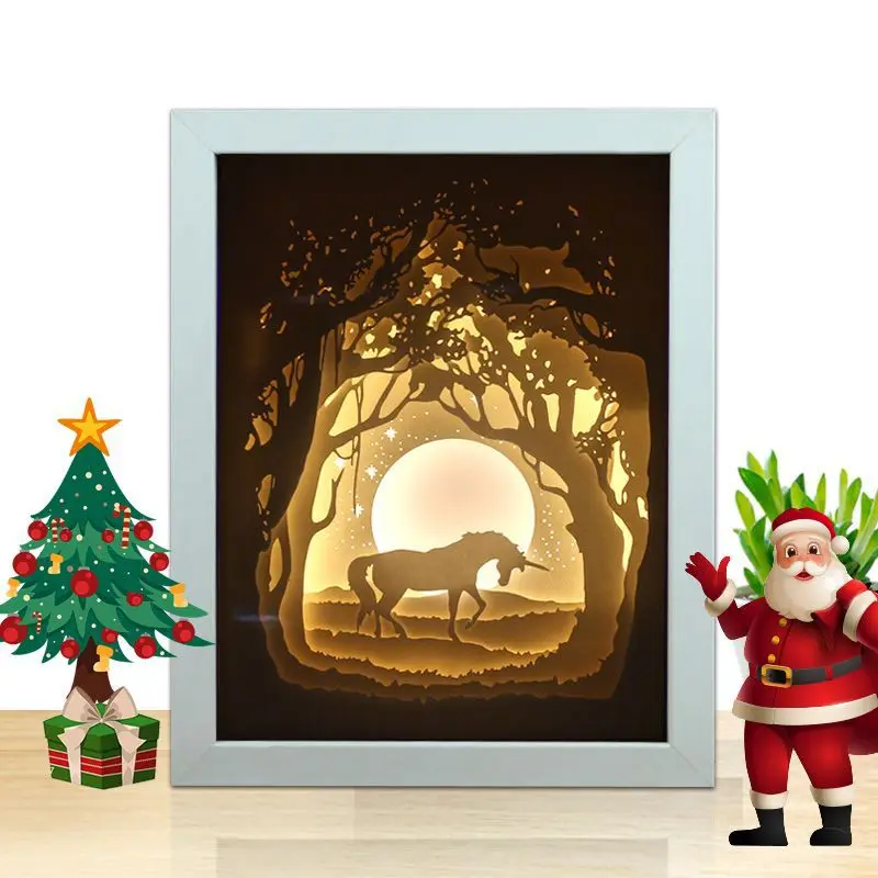 Новинка 2019 Рождественская лампа Ночной светильник 3d теневая коробка живопись