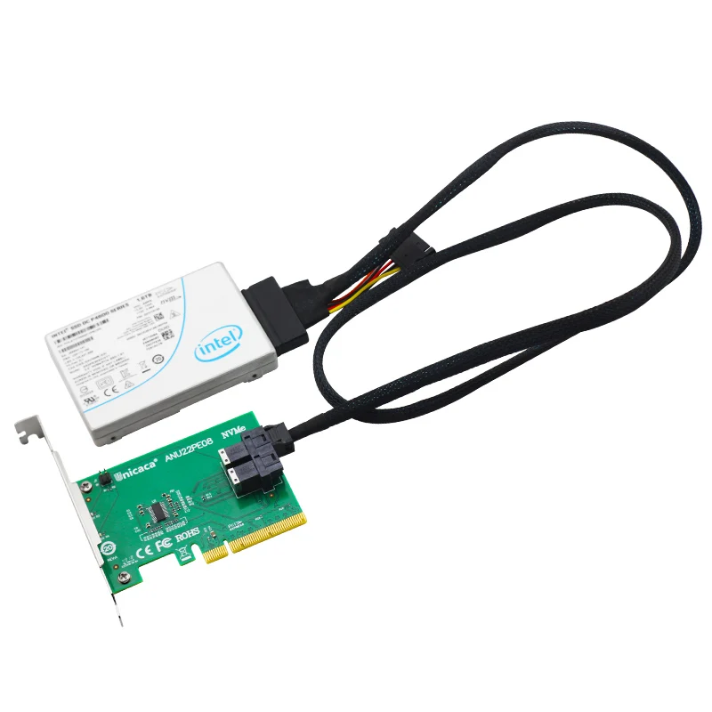 ANU22PE08 PCIe к U.2 Riser, Dualport SFF8643 к SFF8639 адаптер с 1 кабелем, не с SSD