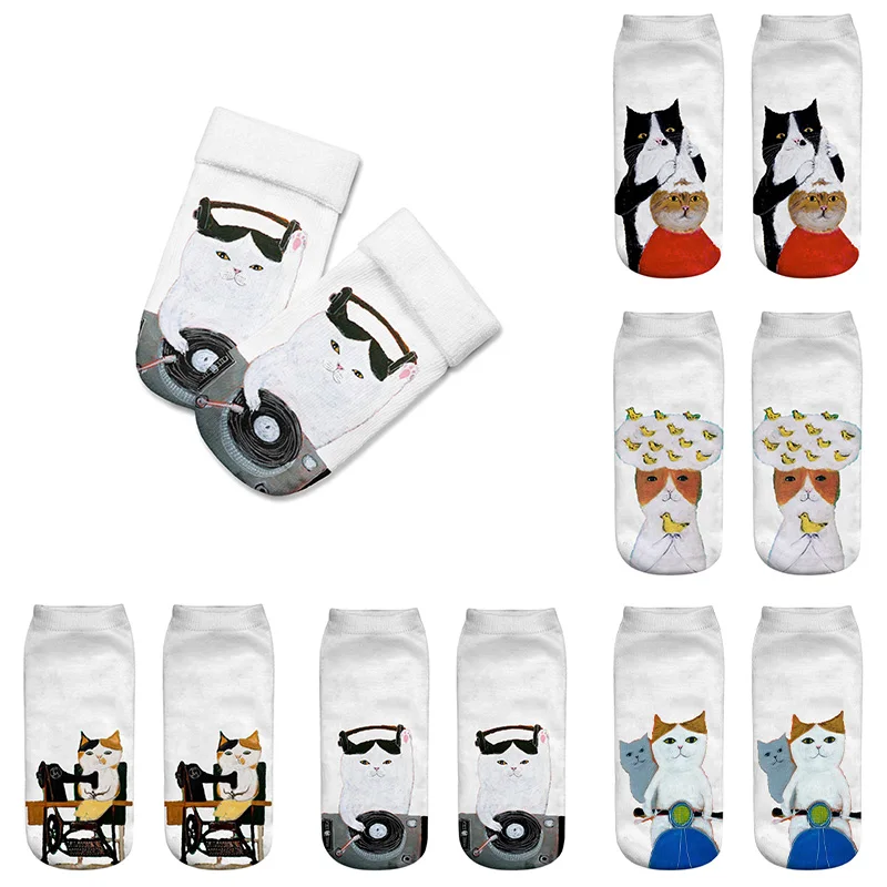 

Hot Sale Funny Low Tube Socks For Women Unisex Cute Cat Girl Boys Socks Summer Casual Cotton Street Canvas Shoes Low Ankle Socks