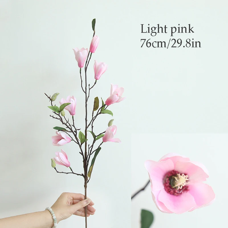 

Flone 76cm 9-headed Artificial Flowers silk fake Magnolia flower for Home Decor Wedding Holding Flowers decoration