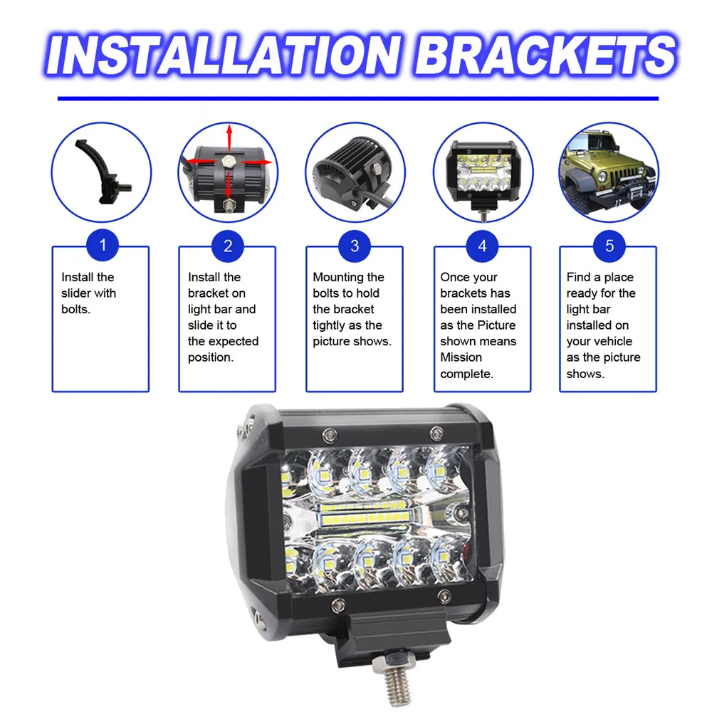 2 шт. 4 дюймовая Светодиодная панель рабочего освещения 60 Вт с утопленным