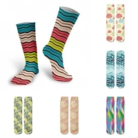 fashion geometric cotton socks for women unisex high ankle casual spring fall kawaii minimalist socks funny girl ideas socks sox