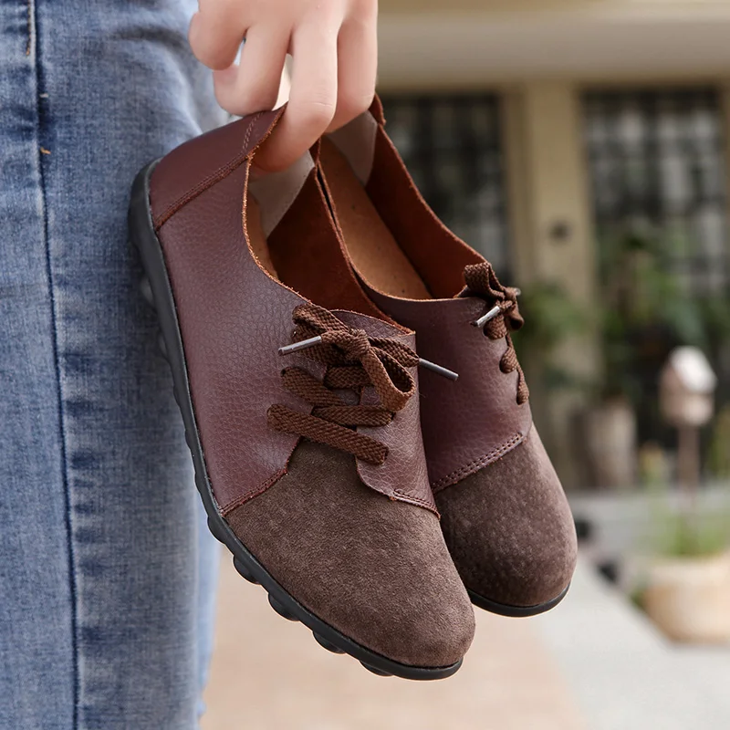 Женские замшевые туфли из натуральной кожи с мягкой подошвой на шнуровке|Обувь