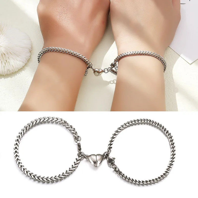 2 шт./компл. Магнитный привлекательный браслет в форме сердца для пар цепочка из