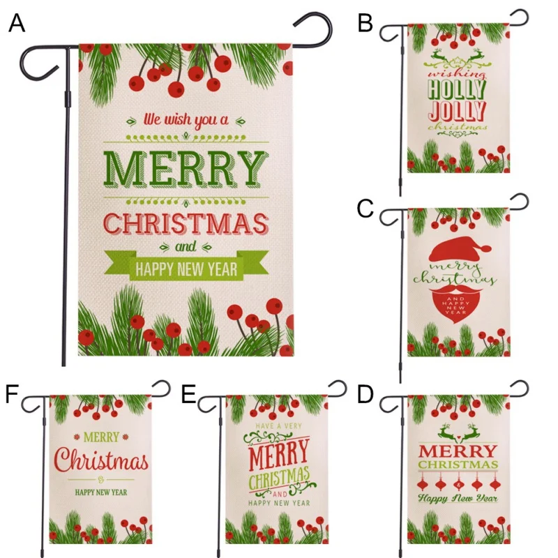 

Garden Flag Christmas Funny Christmas Elements Drawn Double Sided Seasonal Winter Garden Flag 45X30cm