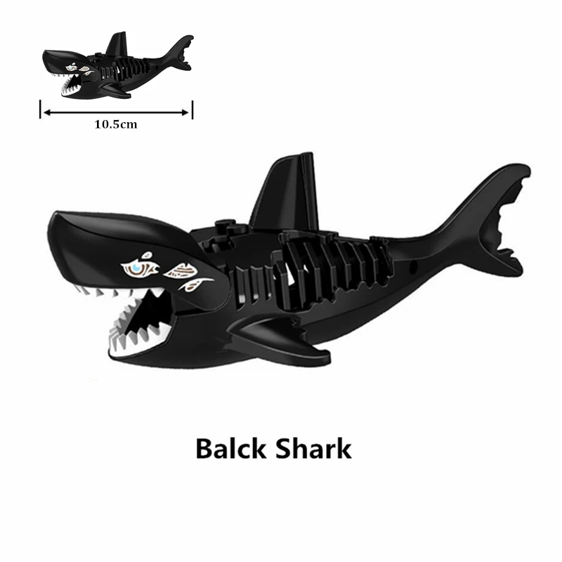 Конструктор MOC в виде животных Акула мегалодон волк леопард черный медведь Кит