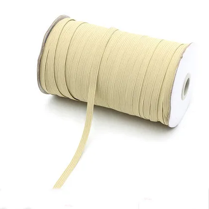 beige 6 мм Красочные белые черные эластичные ленты канатная Резиновая лента линия спандекс лента шитье из кружева отделка поясная лента аксессуары для одежды 100y - Цвет: beige