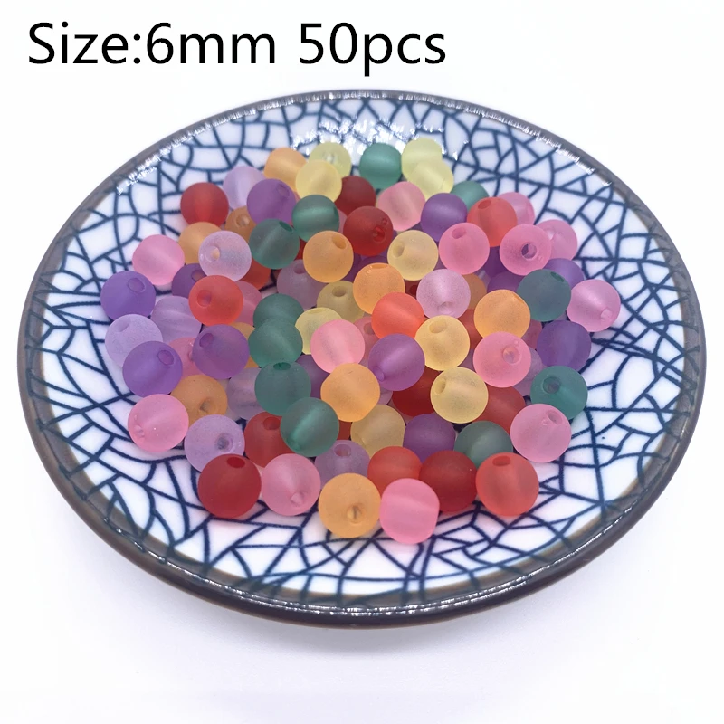 

New 6mm 50pcs Color Matte Acrylic Beads Mixing Beads Style for DIY Handmade Bracelet Jewelry Making Accessories#04