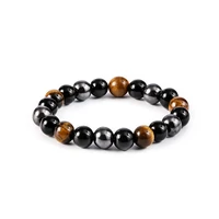 tigers eye beaded bracelet yoga chakra beads bracelet sports black gallstone elasticity hand men jewelry fashion accessories