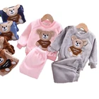 Комплект фланелевой теплой пижамы для мальчиков и девочек, зимний комплект из 2 предметов, 2021, детская одежда