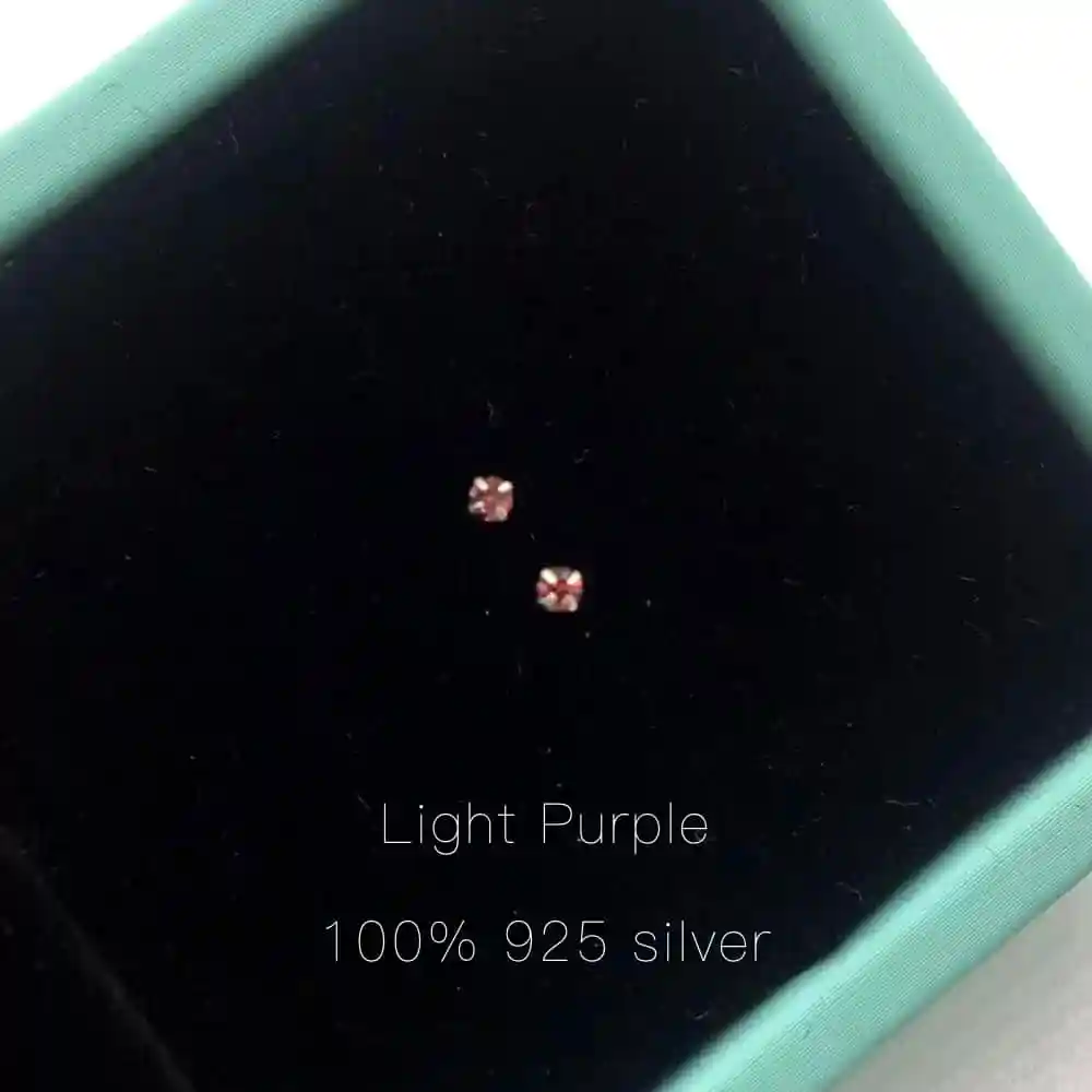 Light purple Новое поступление, 925 пробы серебряные натуральные ювелирные изделия ручной работы, милые круглые модные серьги-гвоздики для женщин, подарки - Цвет камня: Light purple
