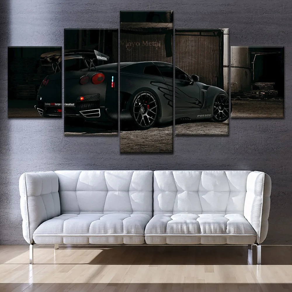5 панельных автомобилей настраиваемые черные грабли вид на холсте Печать