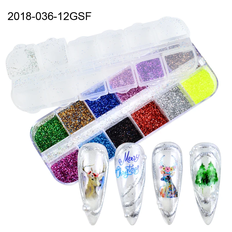 YWK 12 Маникюр для ногтей сетка блестящая голографическая блестки хлопья 3D Хром