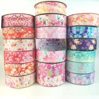20yardslot lovely floral printed 25mm38mm grosgrain ribbon for crafts diy tape for bow card gifts wrapping lace ribbons