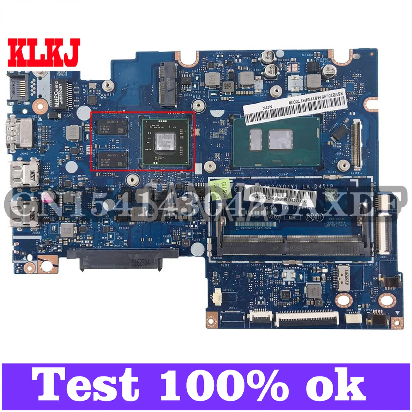 

Dinzi LA-D451P Laptop Motherboard For Lenovo YOGA 510-14ISK Flex4-1470 Original Mainboard I7-6500U With Video Card