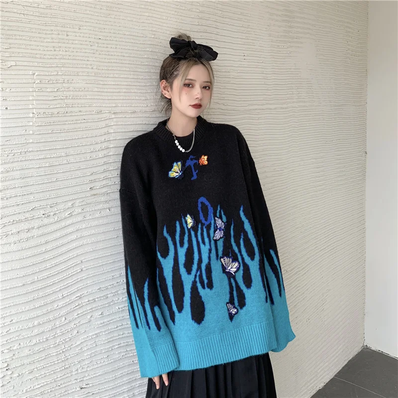 

Женский трикотажный свитер с трехмерной бабочкой, свободного покроя