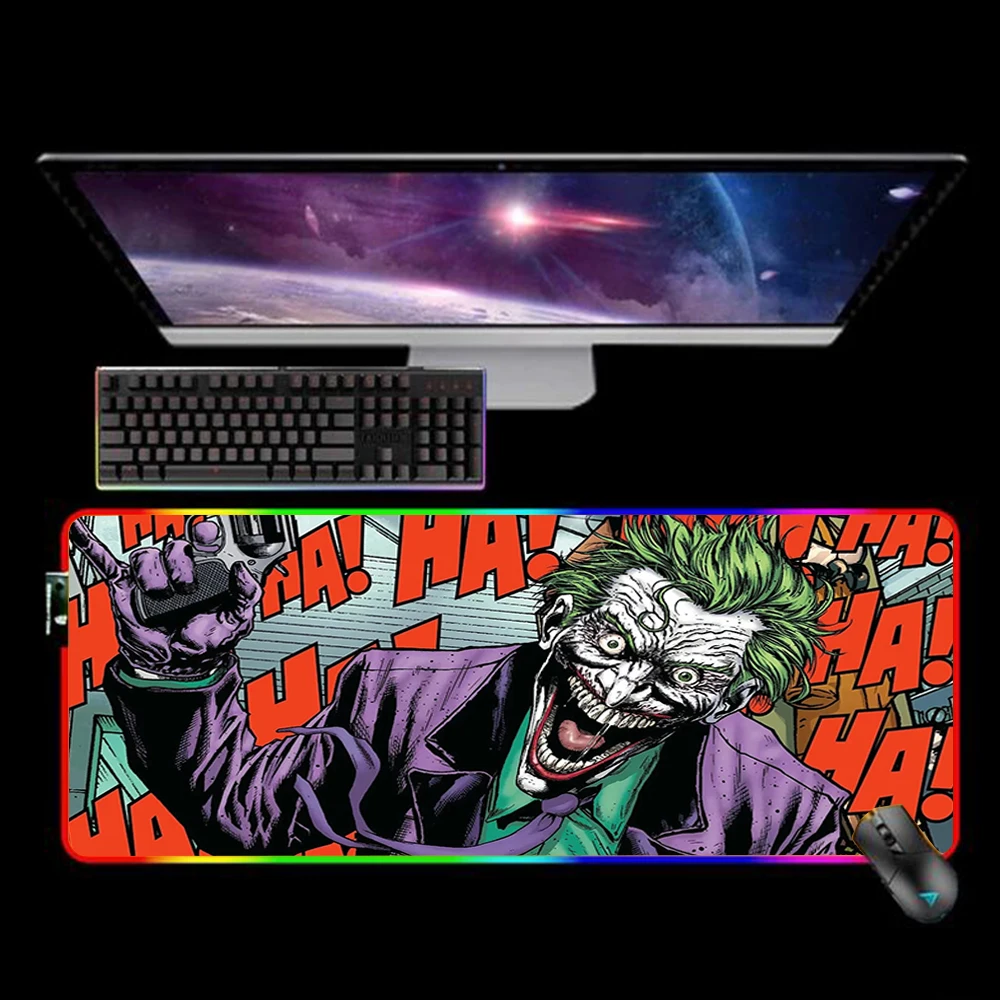 

RGB Funny Mouse Pad Joker Laptop Gaming Accessiores XXL Mousepad Tapis De Souris Mause Pad Rubber No-slip with Backlit Mausepad