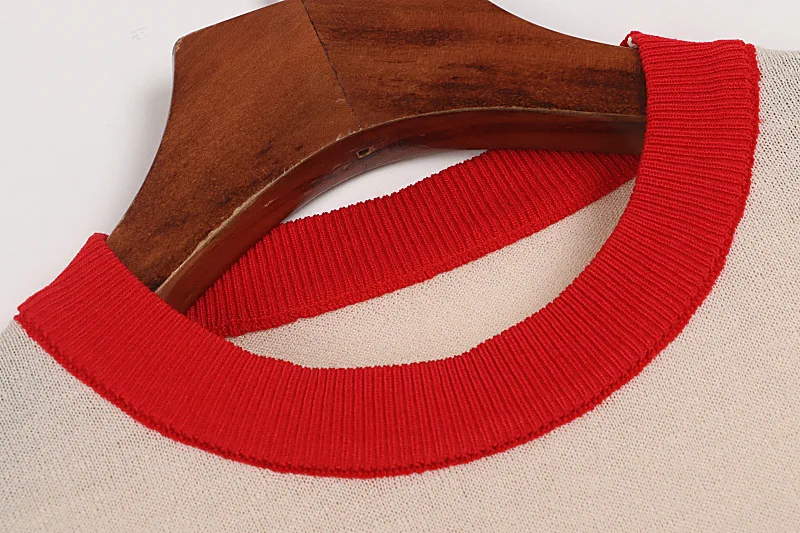 

Round Neck Short-Sleeved Tomato Pattern Top Pullover 2021 Summer New Women's Contrast Color Print Thin Apricot Knitted T-Shirt