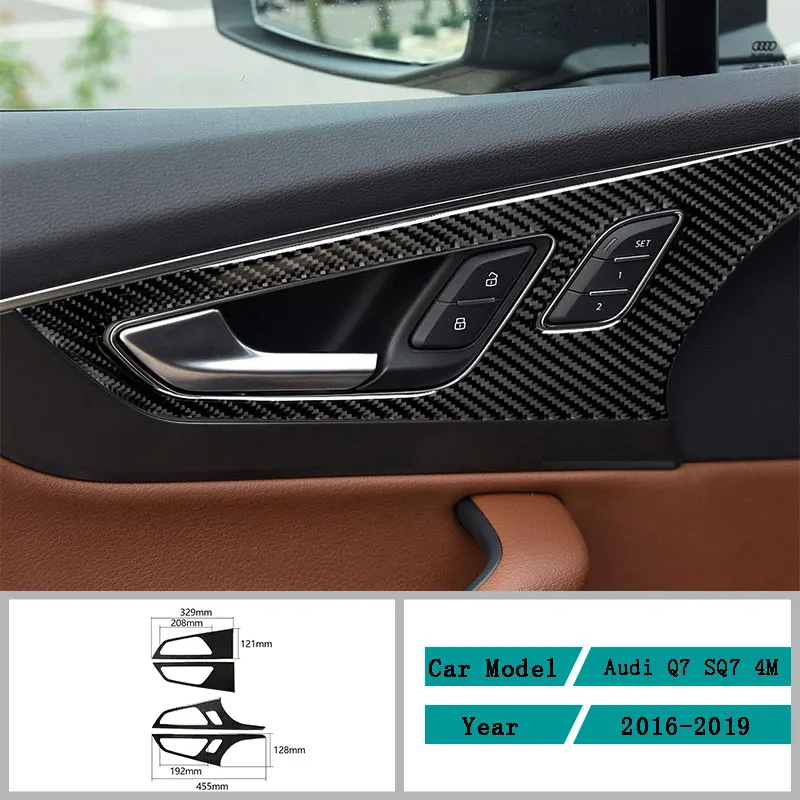 

Carbon Fiber Car Accessories Interior The Door Handle Frame Modification Decals Cover Trim Stickers For Audi Q7 SQ7 4M 2016-2019