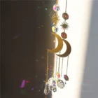 2021 с украшением в виде кристаллов ветряной колокольчик с украшением в форме подвеска Звезда Луна Защита от солнца в стиле Ловца снов покрытием, расшиты разноцветными бусинами висячие серьги капли для Крытый сад с геометрическим рисунком