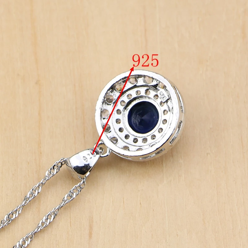 

Bridal Jewelry Sets Blue Zircon Jewelry White CZ 925 Silver Jewelry For Women Earrings/Pendant/Rings/Bracelet/Necklace set