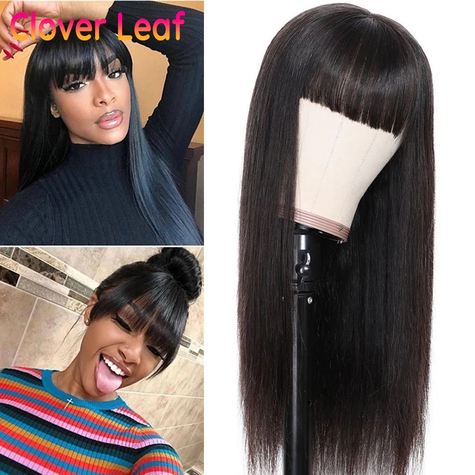 Парики из человеческих волос с челкой для африканских девушек парики прямых