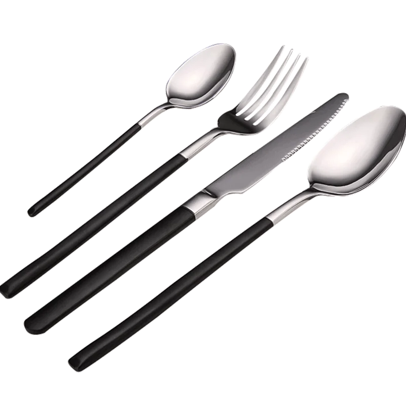 Черный набор столовых приборов из нержавеющей стали столовые приборы обеденные
