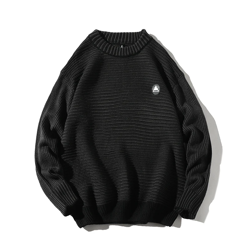Winter Thick Warm Sweater Men Turtleneck Irregular Stripe Sweaters Loose Fit Pullover Sueter Hombre Knitwear Black Long Sleeve | Мужская