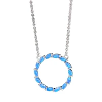 fashion imitation opal women necklace statement jewelry simple hollow round geometric pendant necklace for women accessories