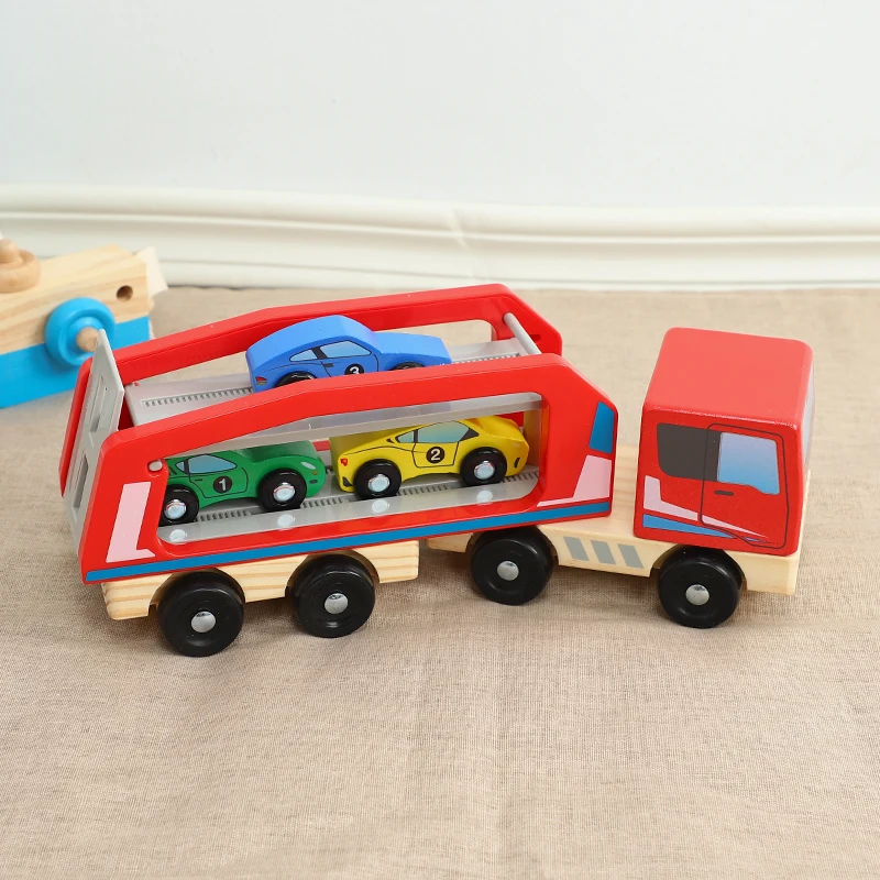 Деревянный двухслойный грузовик игрушечный транспортер имитация игрушечного