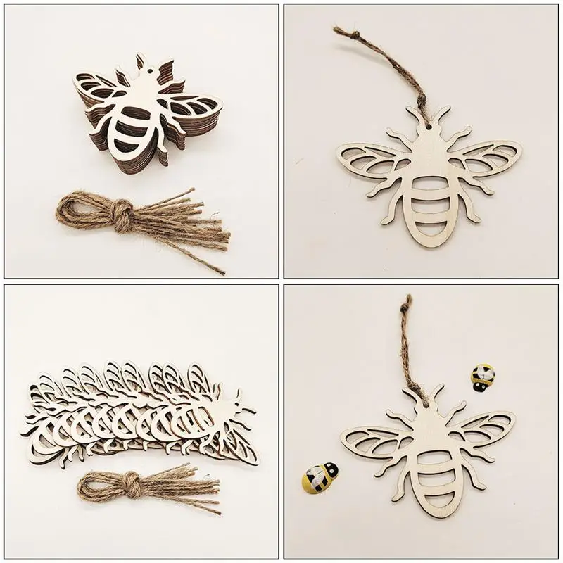 20 шт. полые деревянные ломтики подвески для рукоделия тематическая сцена пчелы