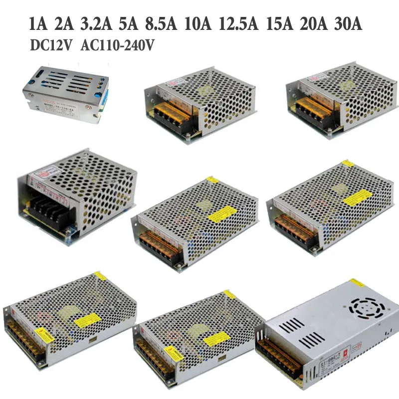 

12 В 2A 3A 5A 8A 10A 15A 20A 30A адаптер питания светодиодный трансформатор переключатель конвертер зарядное устройство драйвер для светодиодный свети...