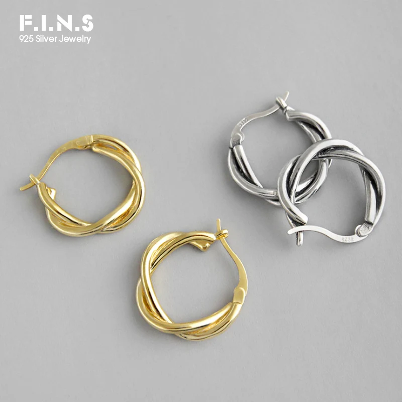 Женские серьги кольца F.I.N.S круглые Винтажные из стерлингового серебра 925 пробы с