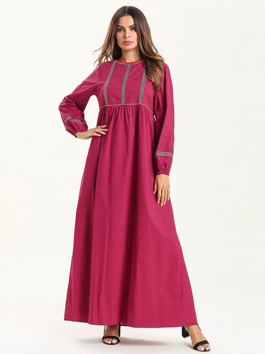 Abaya turkish autumn moroccan kaftan gown fashion simple embroidered dress muslim robes loose abaya femme long skirt | Тематическая
