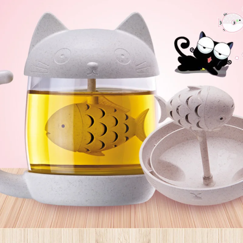Мультфильм чайные стеклянные чашки котенок щенок Кофе кружка ситечко для