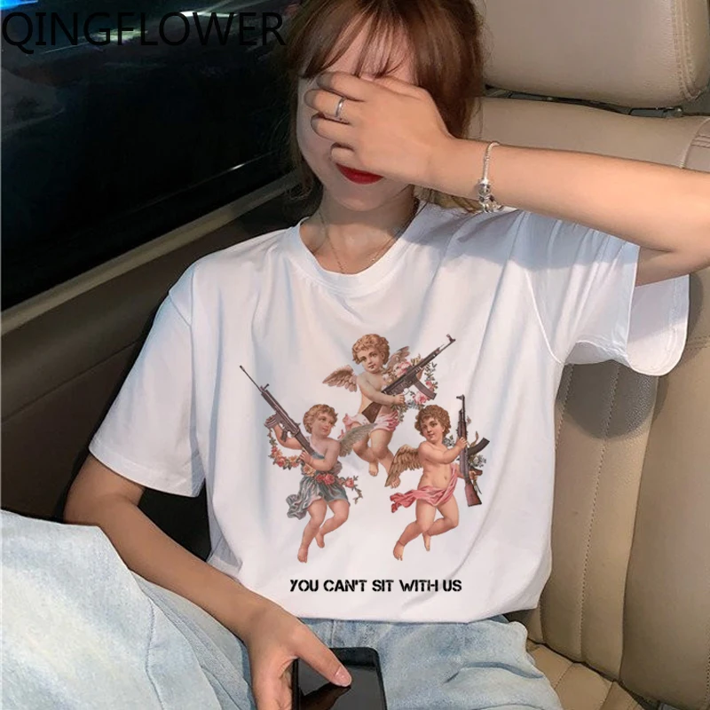 

Женская забавная футболка Angel Harajuku, 90s Ullzang, футболка в Корейском стиле, красивая футболка с графикой, модные женские футболки