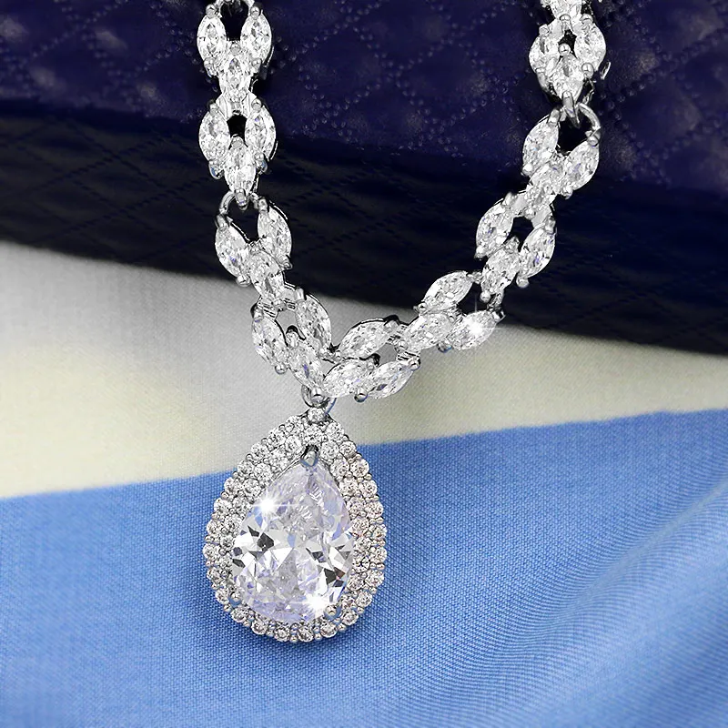 Вейман ювелирный завод продажа Halo Каплевидная форма кубический цирконий CZ колье