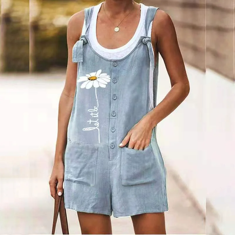 

Woman Casual Rompers Print One-piece Jumper Shorts Backwood Onesie Fashion Clothes Jumpsuits for Women