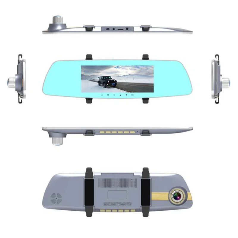 Автомобильный видеорегистратор, камера " Full HD 1080 P, сенсорный экран, ночное видение, зеркало заднего вида, видео видеорегистратор, двойной объектив, обратное изображение, видеорегистратор