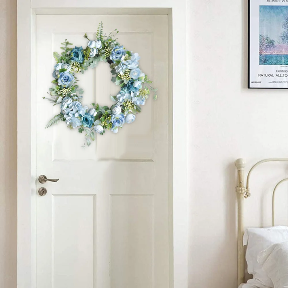 

Fake Wreaths Holiday Props Birthday Hanging Silk Flower Plastic Home Party Supply Wall Decor 36cm Artificial Rose Garland Leaves