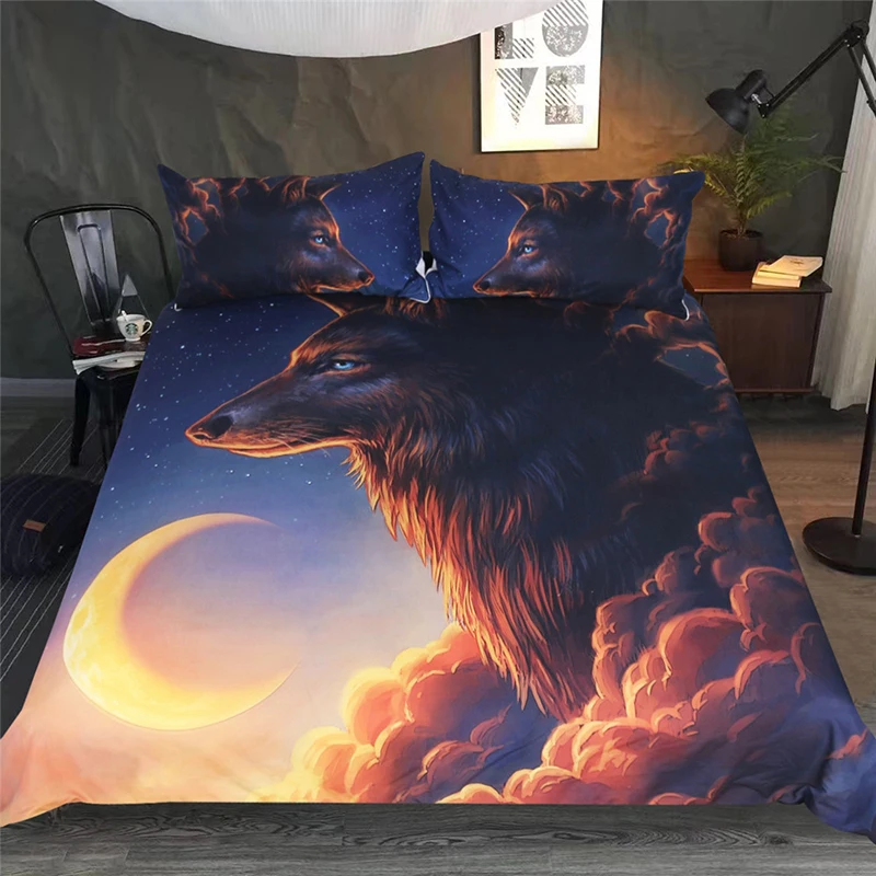 3D Dream Catcher wolves Lion Sun Moon twin king queen double bedclothes pillowcase bedspread Quilt cover set bedding | Дом и сад