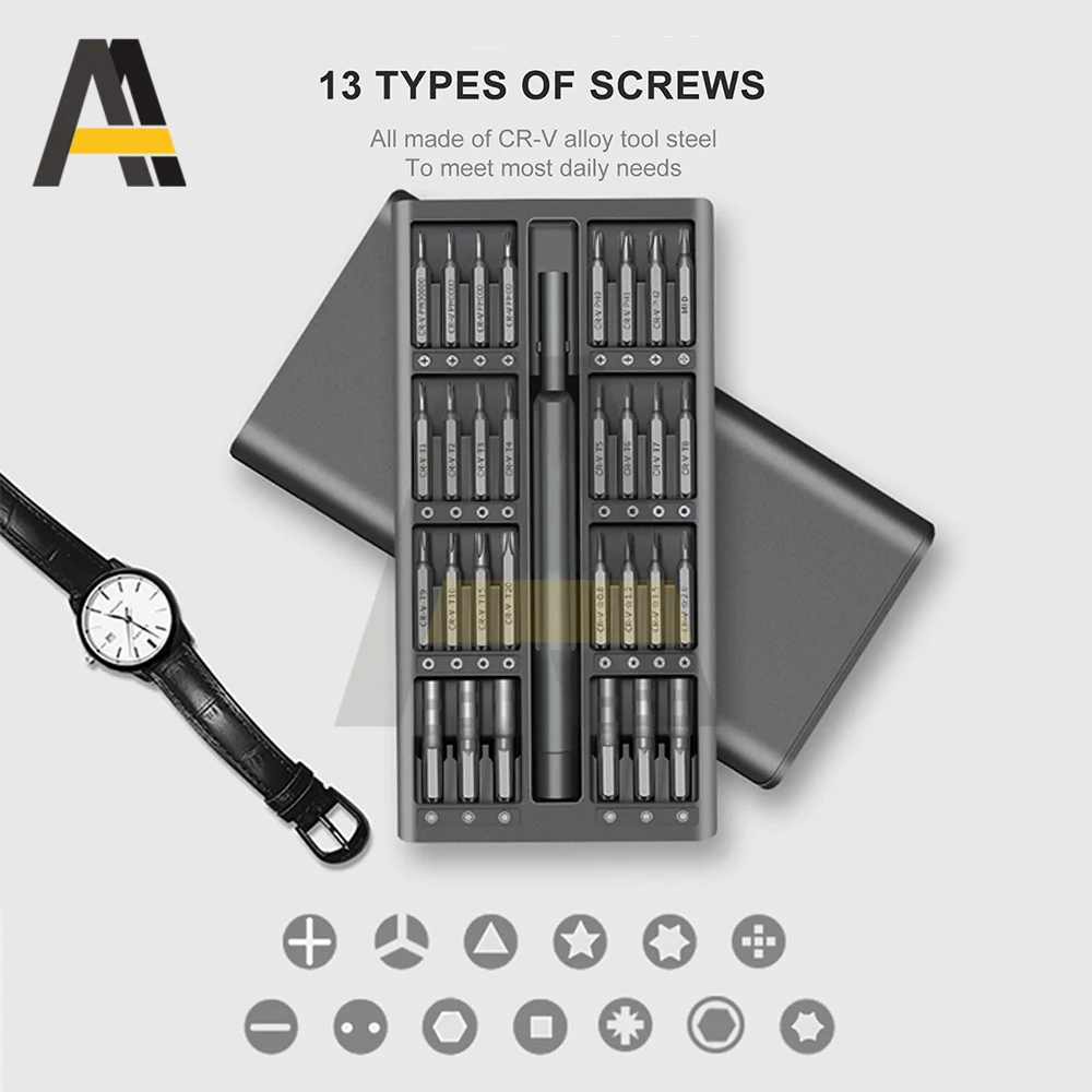 

Aideepen 63 In 1 Magnetic Screwdriver Bit Set Precision Phillips Torx Hex Bit Handle Screwdriver Bits Repair Kit Phone PC Tools